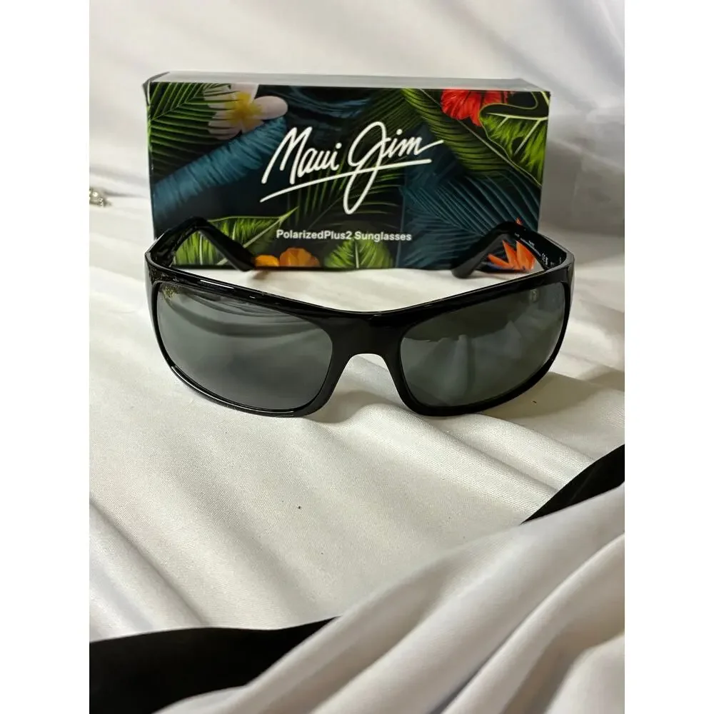 Maui Jim Peahi polarized  Wrap Sunglasses Gloss Black  MJ0202S-001
